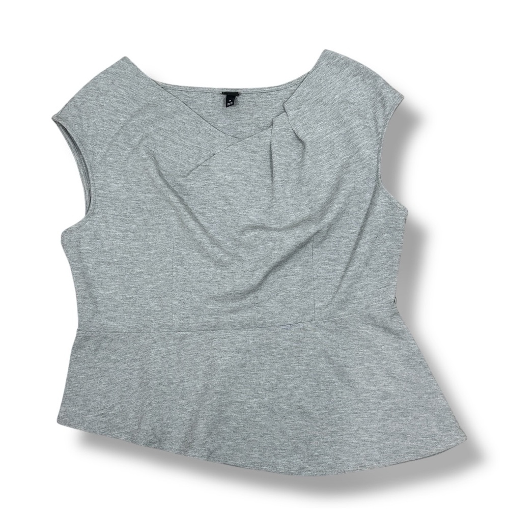 6th & LN Lane Bryant Asymmetrical Peplum Sleeveless Knit Top Grey 18 - Picture 12 of 12